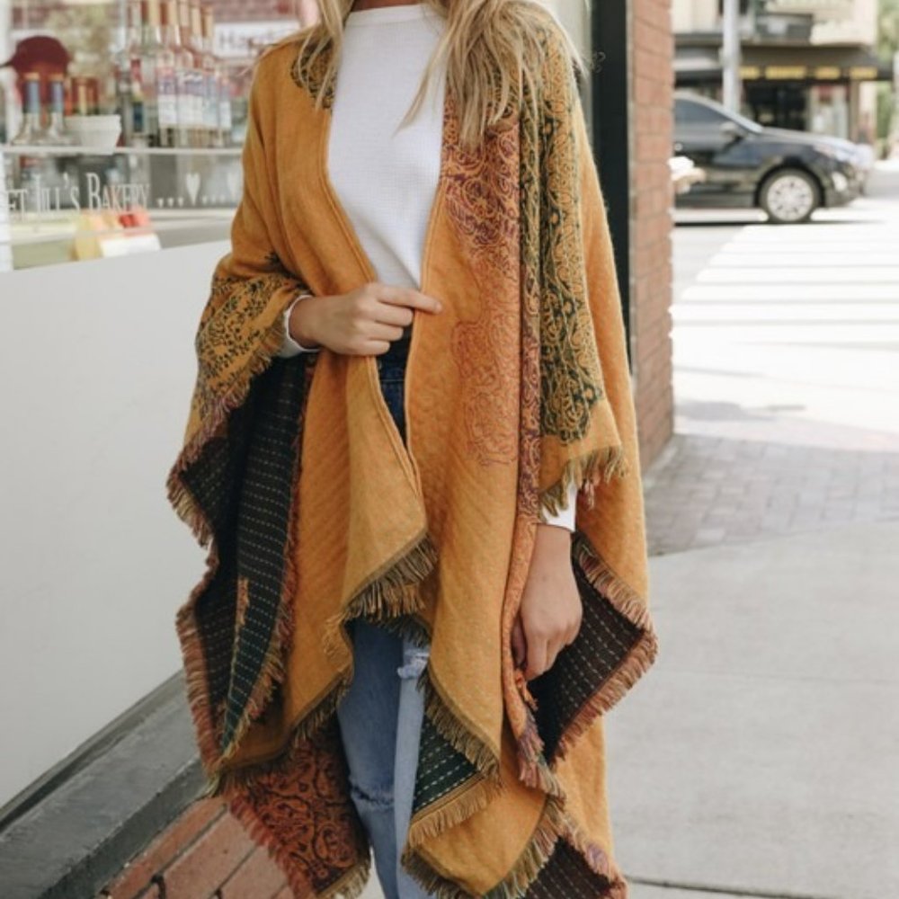 The Paisley Medallion Ruana Poncho - Picture 2 of 2